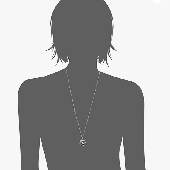 Guess Silver Floral Whimsical Ball Necklace with Crystal Flower Pendant, NWOT - Picture 4 of 14